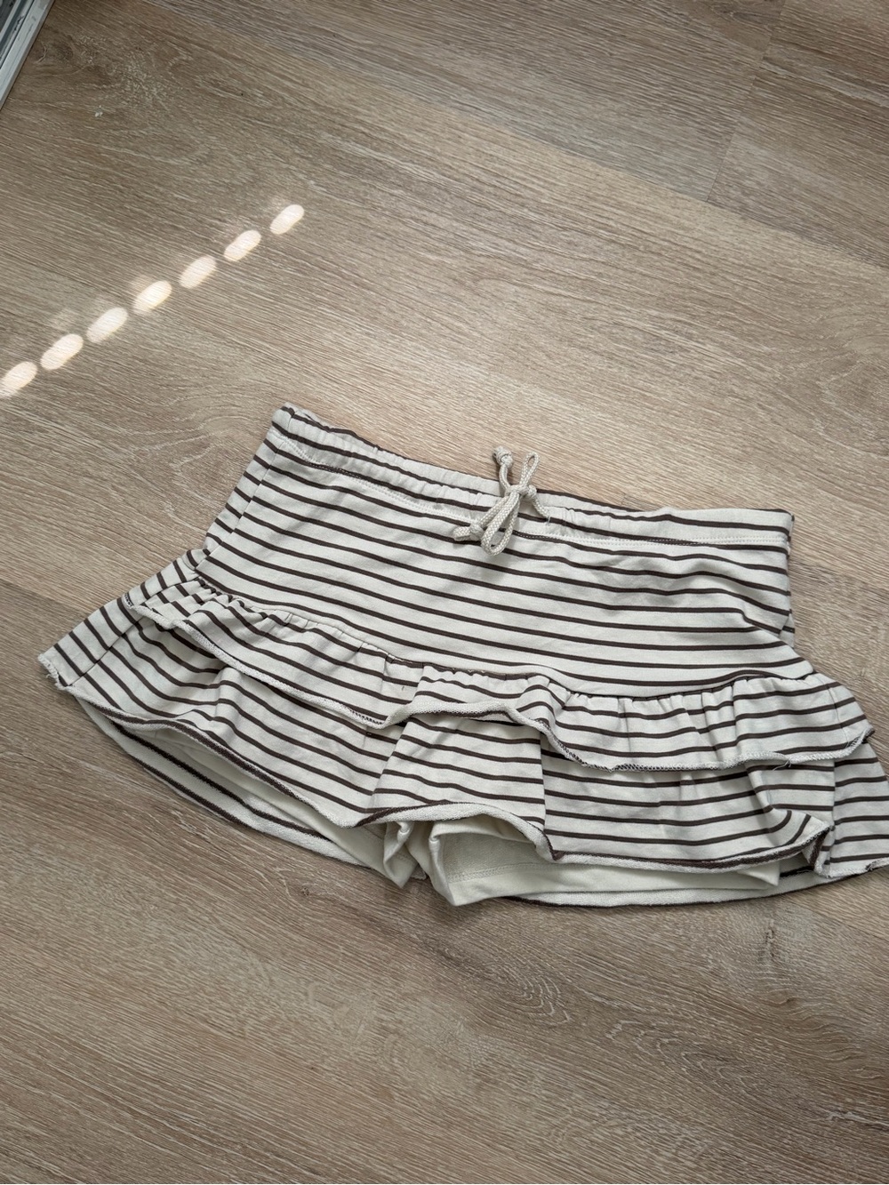 WILFABLE Cream Knit Pullover with Brown Stripe Detail